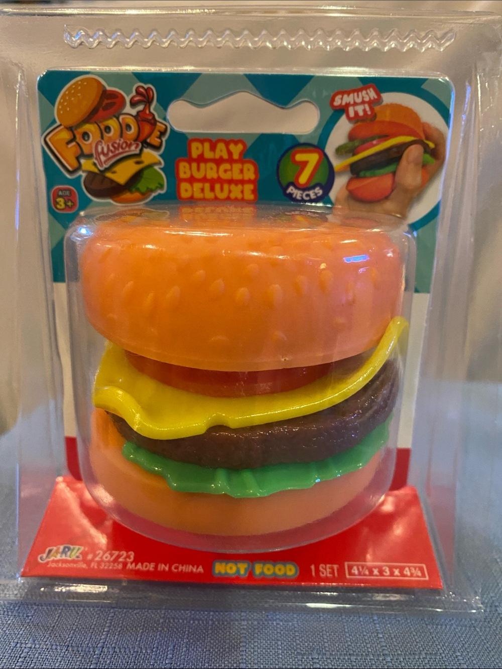 JARU-Play Burger Deluxe Toy Squishy - Multi-Color Pretend Stackable Set